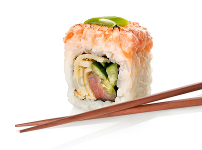 寿司用鱼和筷子