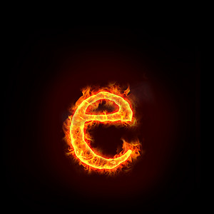 燃烧火焰字母摄影照片_“火字母，e”