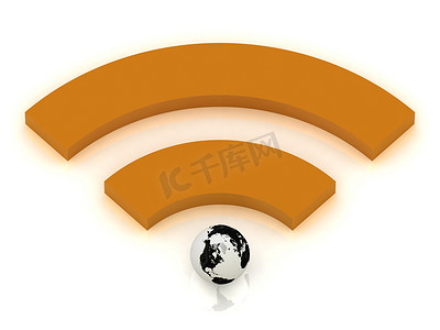 RSS 橙色符号和地球的半球
