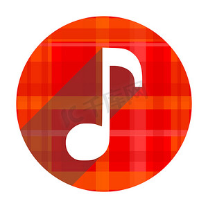 孤立的音乐红色平面图标
