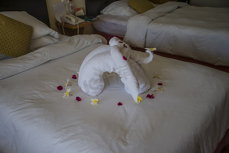 “床上奇怪的形状，大象”