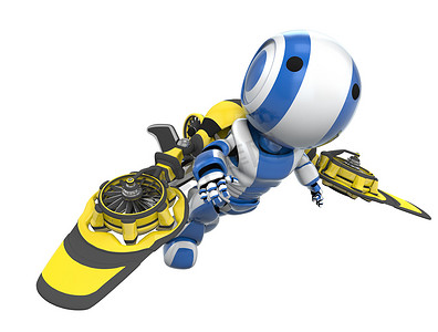 蓝色机器人黄色火箭包