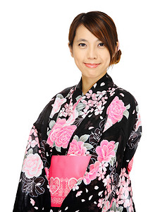有传统布料的日本妇女