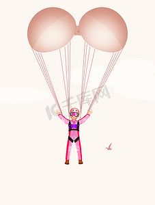 粉色降落伞摄影照片_预防乳腺癌