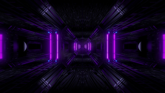 黑暗空间科幻隧道背景与抽象纹理背景 3d 插图