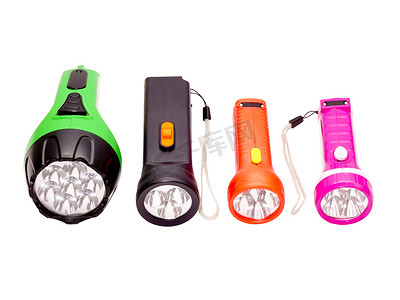 四种不同颜色的 LED 手电筒
