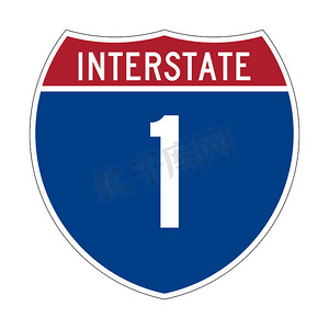 盾牌标志摄影照片_1 号州际公路标志