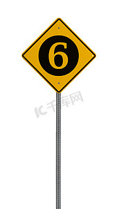 警示指示牌摄影照片_孤立的黄色驾驶警告标志六