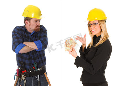 建筑工人和女商人