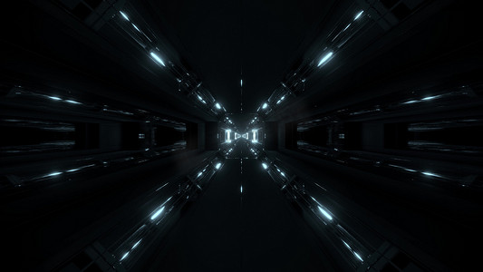 寒假招生艺术字摄影照片_黑暗的未来科幻隧道走廊 3d 渲染背景壁纸