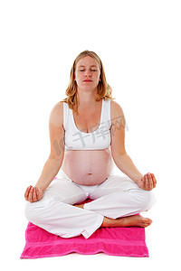 做冥想怀孕瑜伽的女人