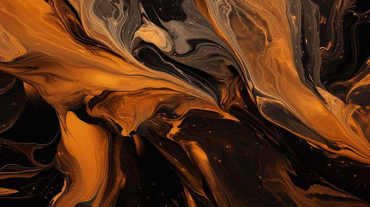流体液态摄影照片_橙色和黑色流体抽象画