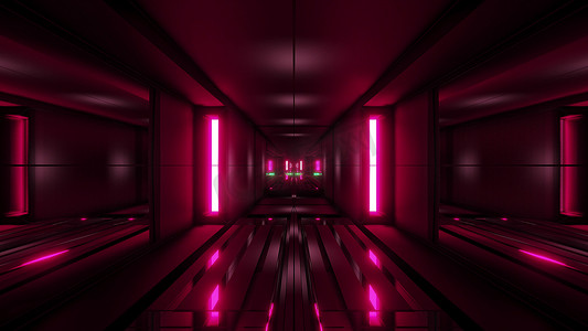 blck摄影照片_干净的风格 blck 隧道走廊背景与 redd 发光背景 3d 渲染