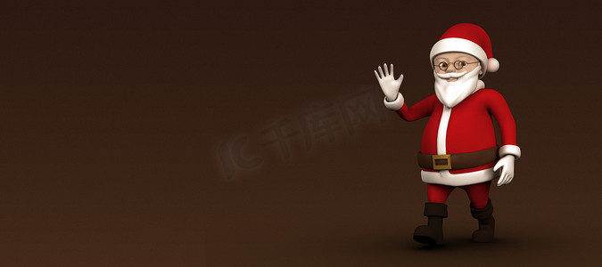 卡通圣诞节背景摄影照片_卡通圣诞老人行走的复合形象