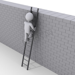 人爬梯子翻墙