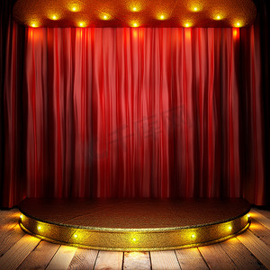金色舞台上的红色布幕