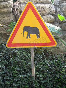 交通标志大象横穿