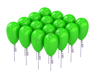 上升的五颜六色的绿色气球