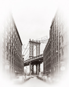 砖砌公路摄影照片_美国纽约曼哈顿大桥