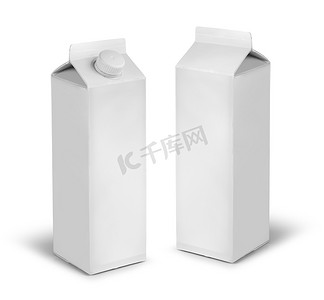 纸盒果汁摄影照片_空白的牛奶或果汁纸盒