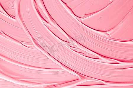 粉色唇膏或唇彩质地作为化妆品背景、化妆品和美容化妆品产品，用于奢侈品牌、假日平面背景或抽象墙艺术和绘画笔触