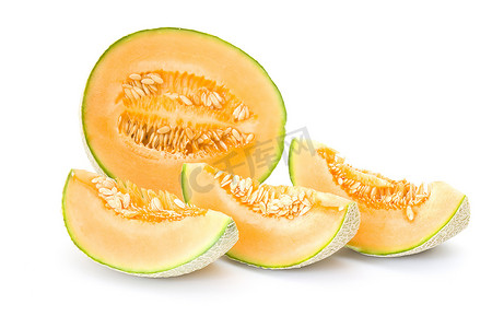 孤立在白色背景上的橙色哈密瓜