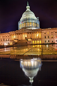 美国国会大厦圆顶建筑之夜星光华盛顿特区