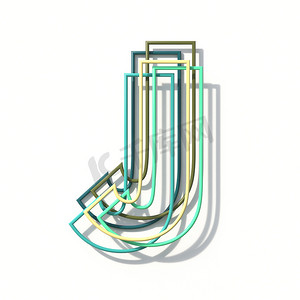 j字母设计摄影照片_三色线条字体 Letter J 3D