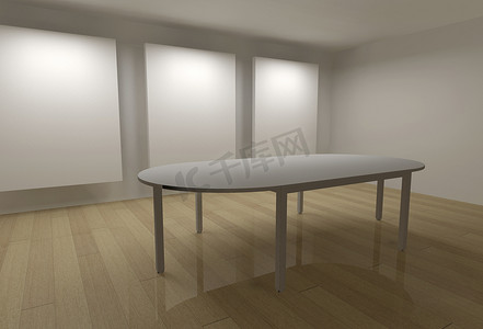 带框架和会议桌的 3d 画廊