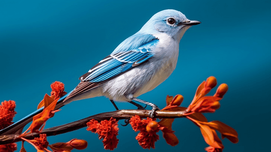 一只蓝白相间的鸟坐在树枝上
