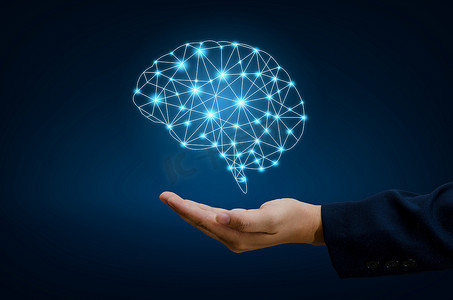 AI 和商业大脑图形二进制蓝色技术