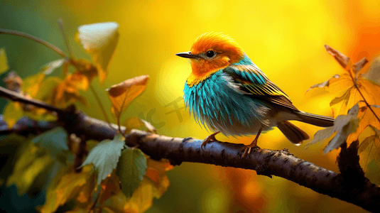 一只小鸟坐在树枝上