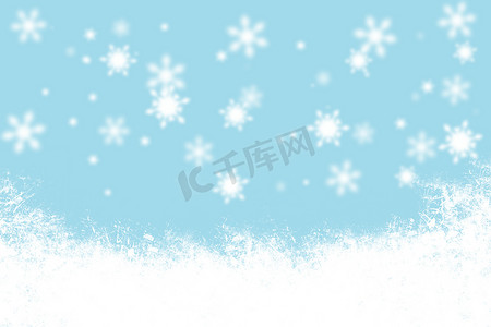 圣诞蓝色背景雪花和光