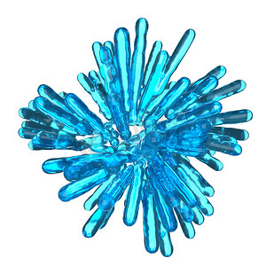 分离的球形抽象形状的蓝色冷冻流体柱