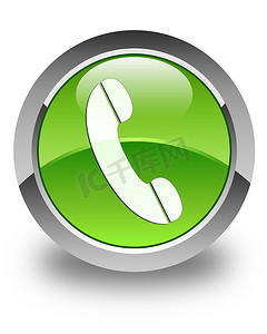 电话图标有光泽的绿色圆形按钮