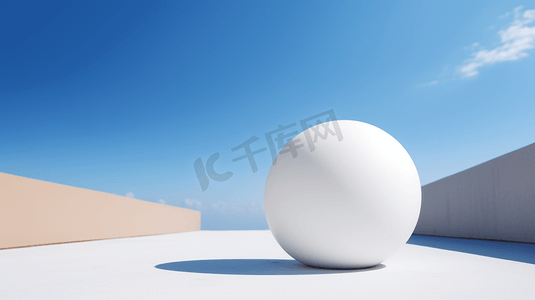 圆球摄影照片_白天蓝天下的白色圆球