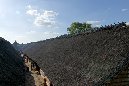 1000 年前定居点的稻草屋顶