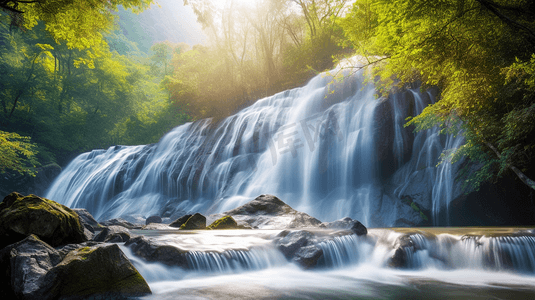 水在山上落下