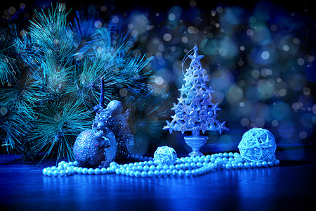 蓝色圣诞拼贴画