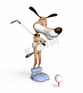 打高尔夫球的狗。