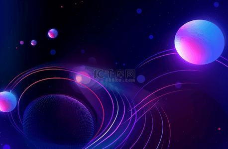 蓝紫色几何圆和曲线背景
