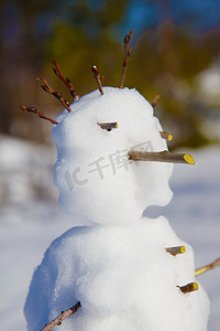雪人融化摄影照片_一个雪人的肖像