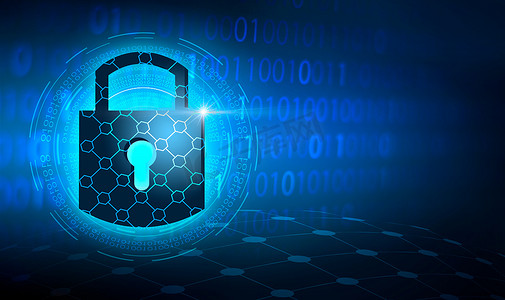在高科技深蓝背景的钥匙锁安全系统抽象技术世界数字式链接网络安全