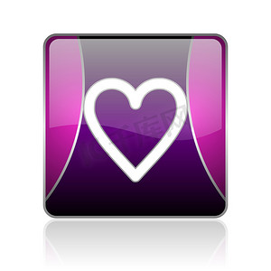 情人节图标摄影照片_心紫方形 web 光泽图标