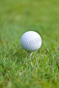 铁杆山药山药摄影照片_绿草上的高尔夫球和铁杆细节宏观夏季户外