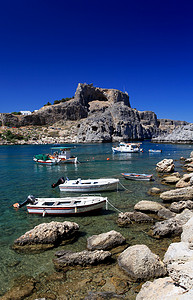 出现旅游摄影照片_圣保罗湾 Lindos Rhodes 希腊