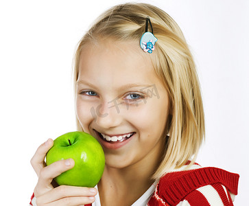 苹果游戏摄影照片_吃苹果的女孩