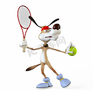 卡通主题摄影照片_关于主题的例证狗网球运动员。