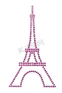 埃菲尔铁塔装饰摄影照片_水钻制成的粉红色埃菲尔铁塔