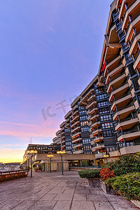 阳台风景摄影照片_建筑在瑞士日内瓦，HDR